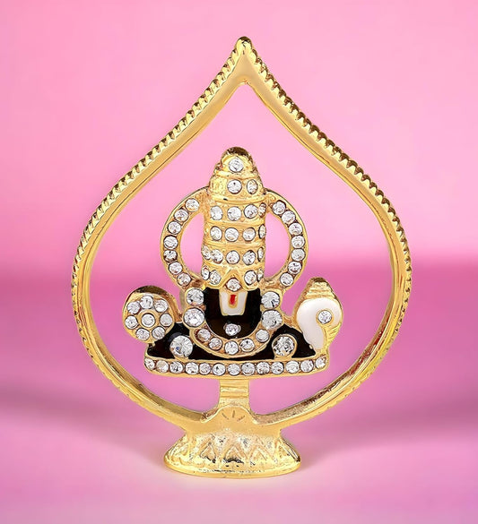 Gold Plated with Stone Metal Tirupati Balaji Idol  for  Car Dashboard