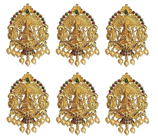 Gold Plated Antique Hair Jewellery (6 Pcs Red Green)